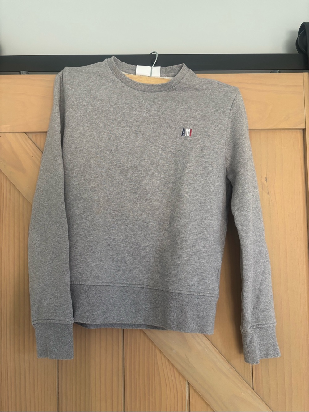 Ami Alexandre Mattiussi Grey Crewneck with Small Tricolor Logo